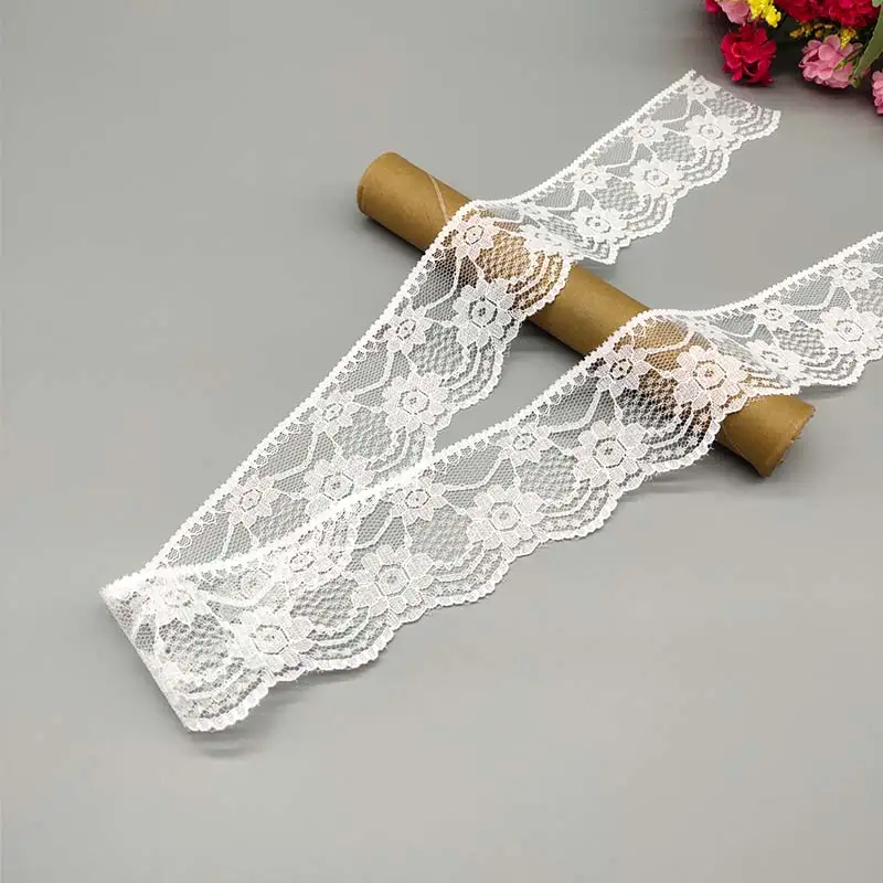 Wholesale 10 Yards White Lace Ribbon Lace Trim Fabric DIY Embroidered Lace trimmings for Sewing Accessories African Fringe Lace