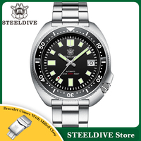 Steeldive SD1970 White Date Background 200M Wateproof AR Coating Sapphire Glass NH35 Black DIal Turtle Automatic Mens Dive Watch