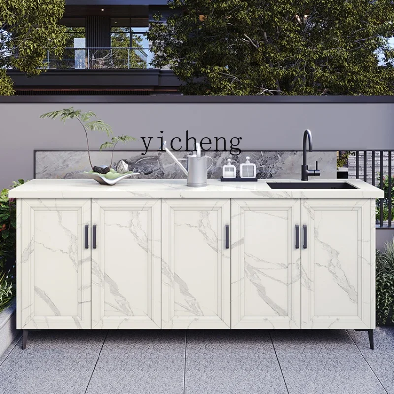 

outdoor all-aluminum alloy wash basin courtyard balcony storage cabinet outdoor locker