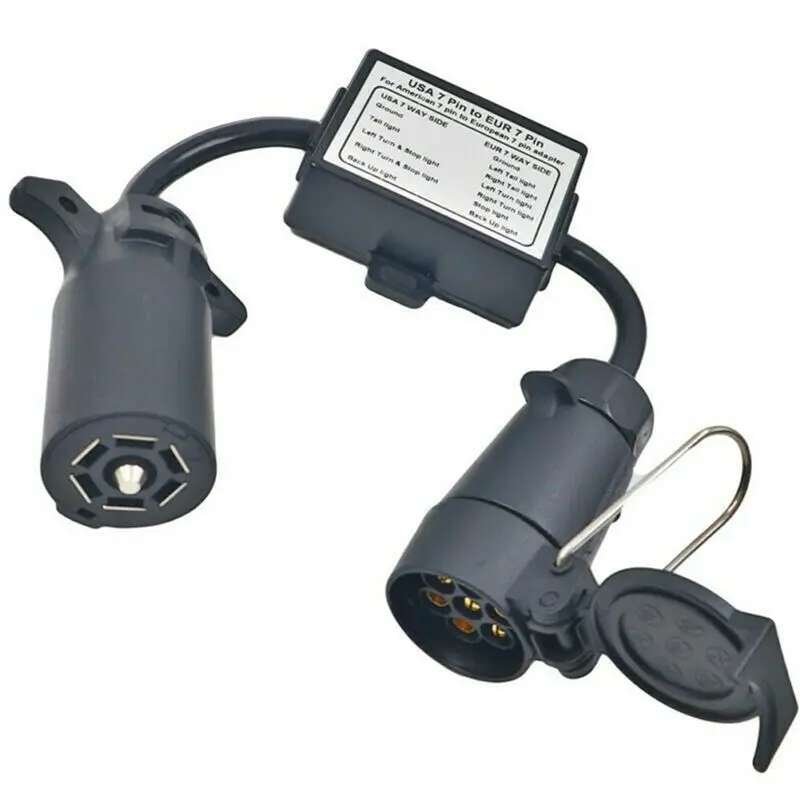 A11M-10X USA To EU Trailer Light Converter US 7-Way Blade Socket To EU 7-Pin Round Plug