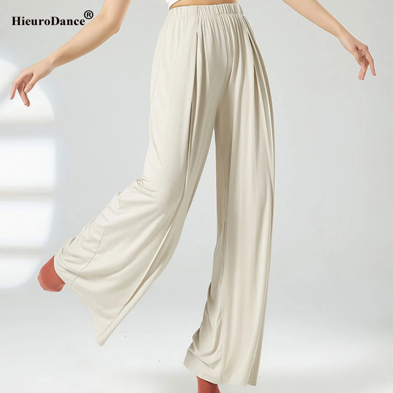 Pantalones de baile para mujer, traje de danza folclórica china, pantalón de práctica de patas anchas, moda clásica