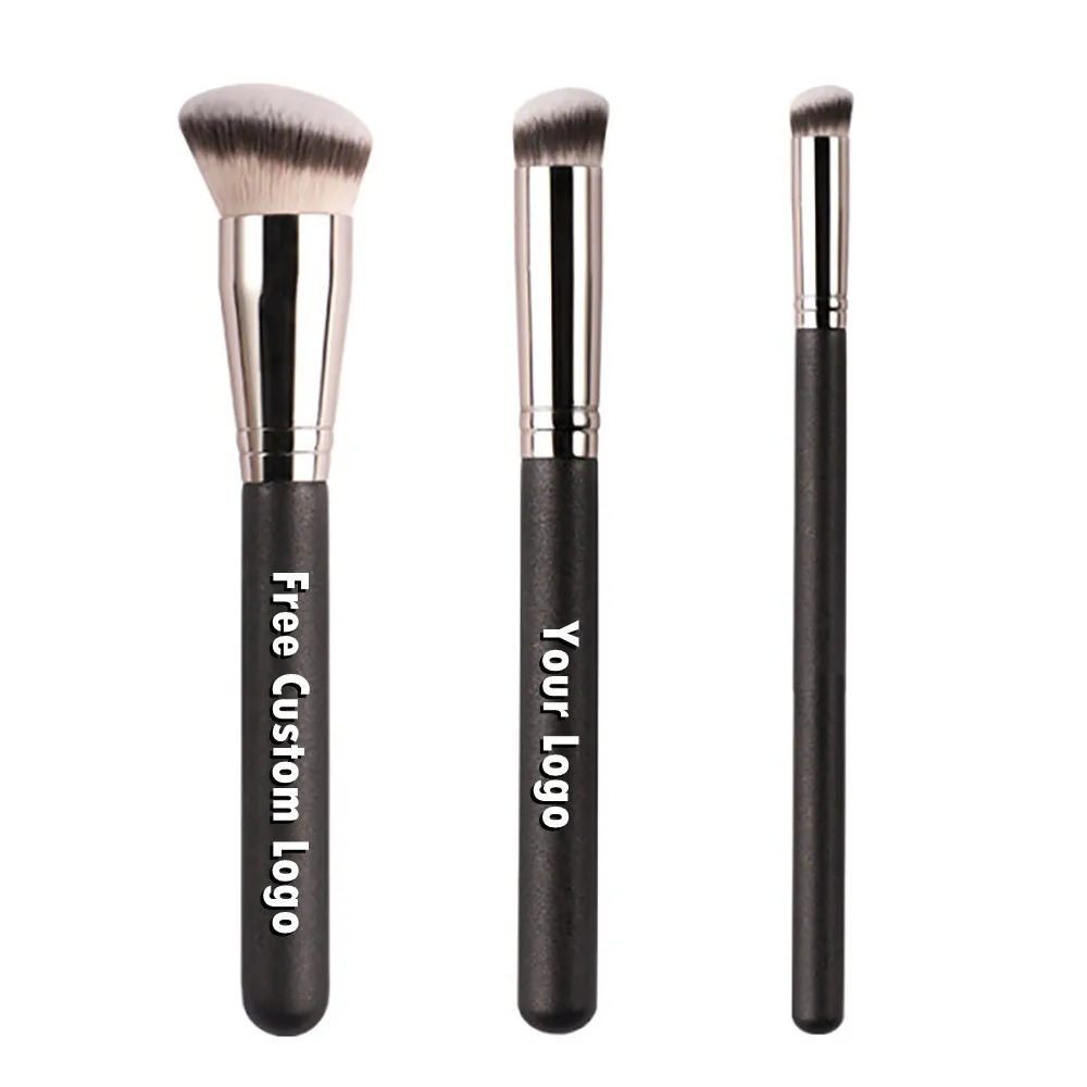 

Private Label Makeup Brushes Foundation Concealer Liquid Cream Cosmetics Small Blending Brush Angled Tool Wholesale 10sets