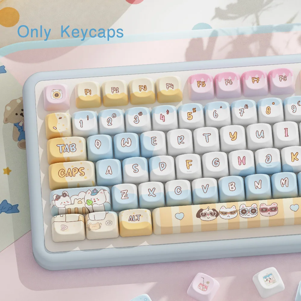 

120 Keys MOA Profile Keycap Seaside theme Anime Cartoon Keycaps For Cherry Mx Switch Mechanical Keyboard MCA key caps Customs