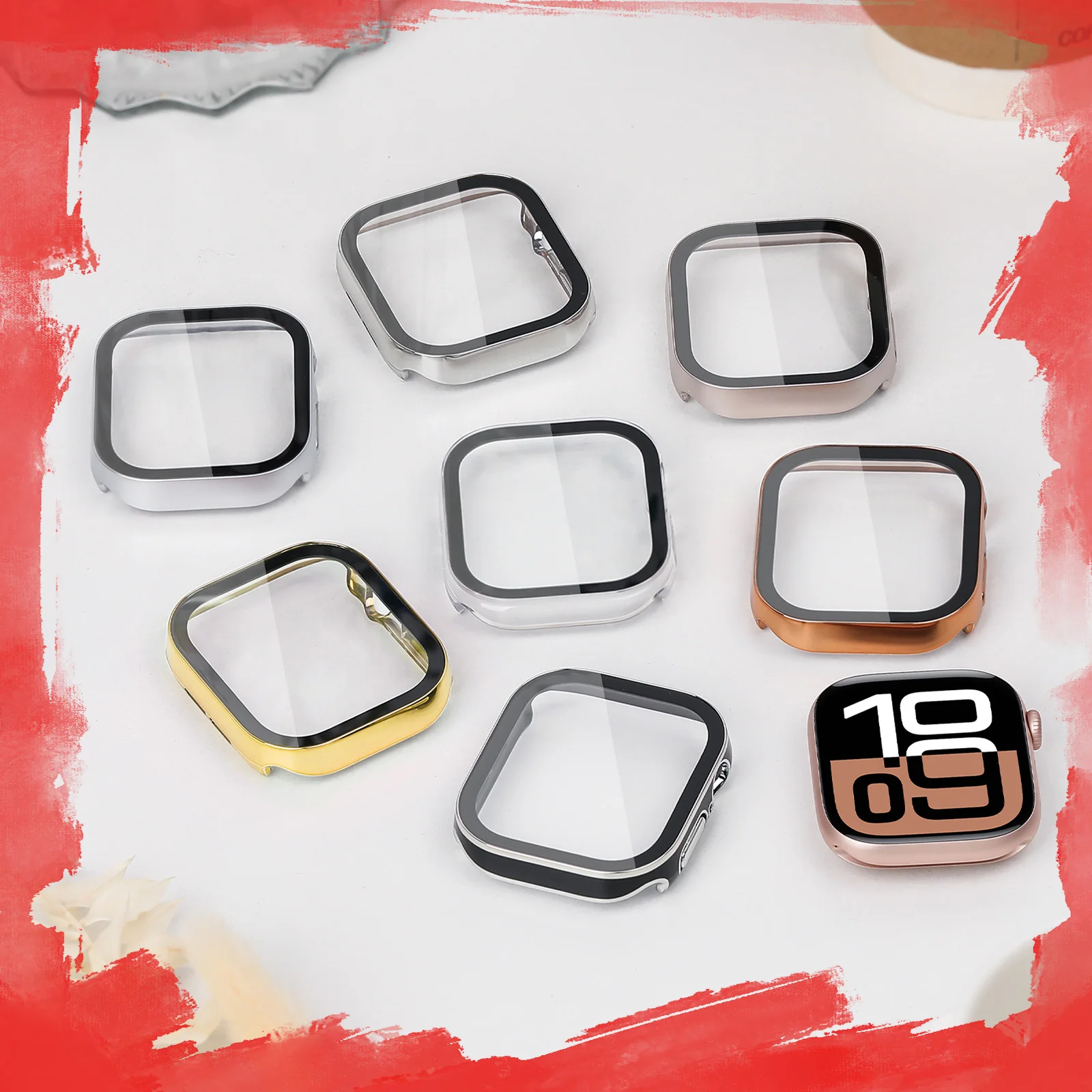

Стекло + чехол для Apple Watch 10, 46 мм, 42 мм, аксессуары, водонепроницаемая защитная крышка с прямыми краями для экрана iWatch series 10, 46 мм, 42 мм