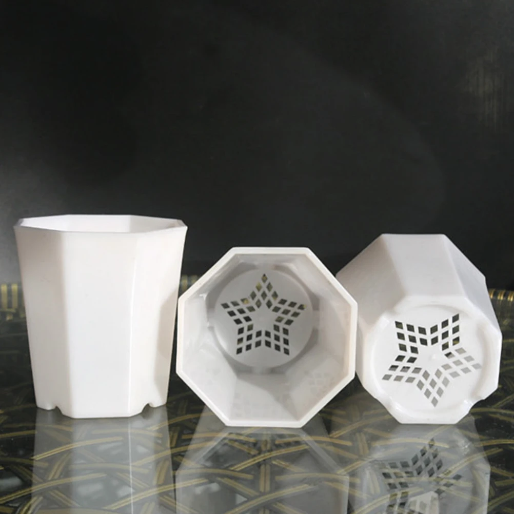 

10 Pcs Octagonal Flower Pot Small Succulent Planters Draining Holes Balcony Living Room Garden Decor