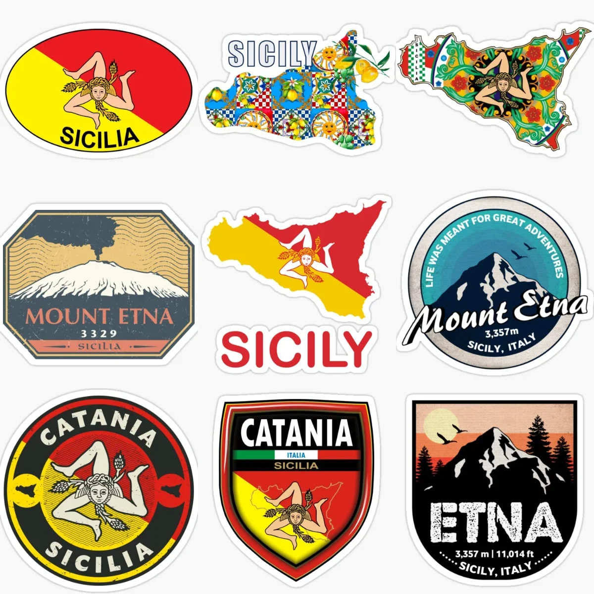 

Sicilia Flag Map Creative PVC Car Sticker for Decorate Car Van Window Fridge Table Room Decal Accessories