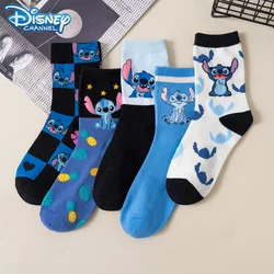 Disney Stitch Socks Cartoon Anime Lilo & Stitch Pure Cotton Socks Autumn and Winter Medium Length Socks Combed Cotton Socks Gift