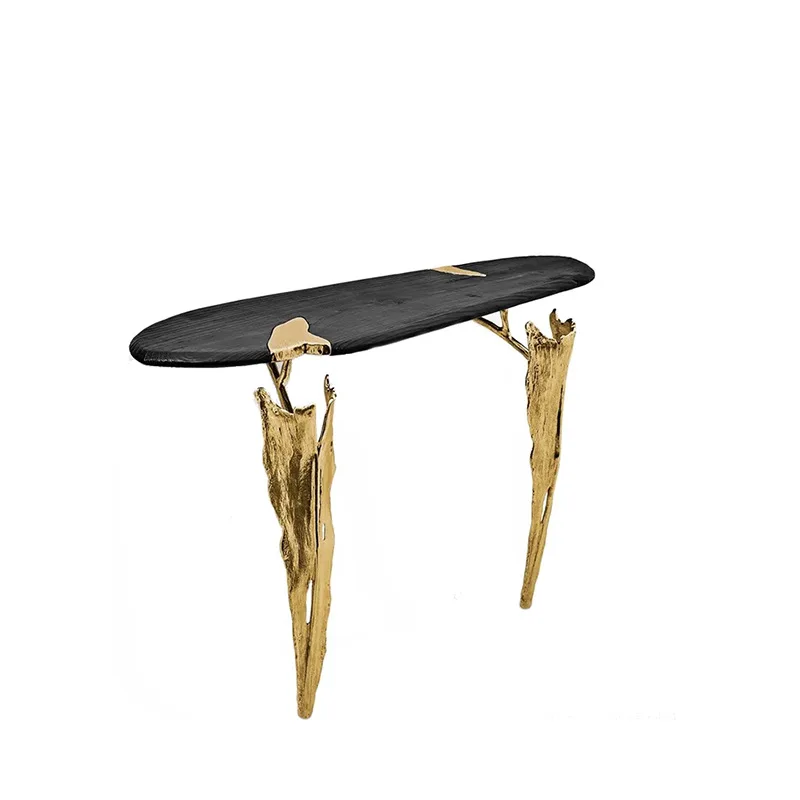Italian Brass Entrance Table Light Luxury High Sense Of Home Against The Wall Villa Home Design Sense Wooden Modern Entrance Tab