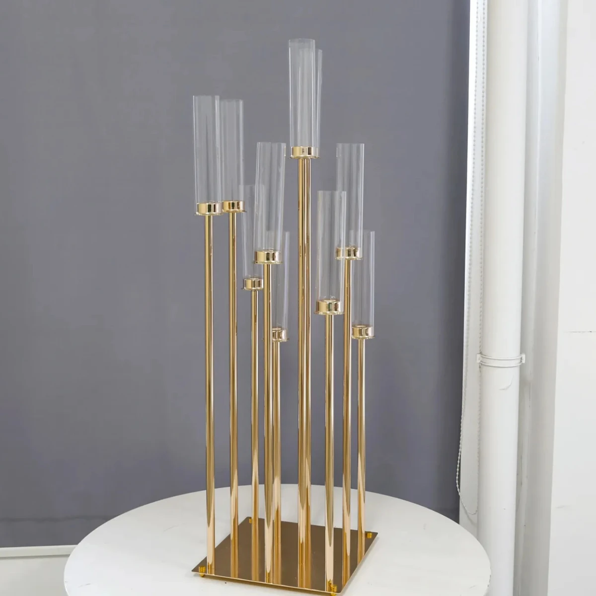 sliver 10 heads gold acrylicCandlestick Gold High Wedding Candlestick Centerpiece For Event Party Decoration