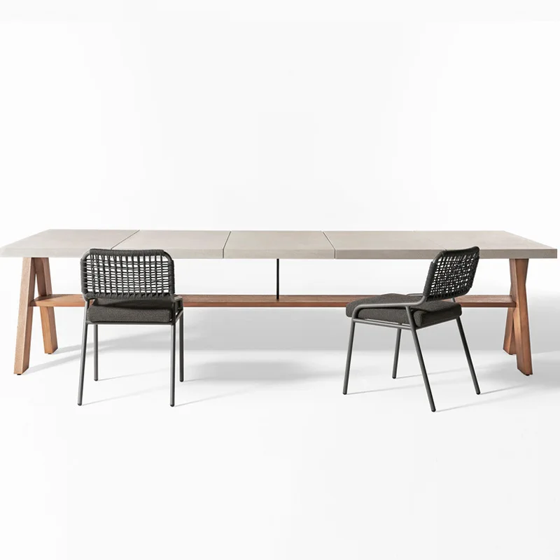 

Outdoor leisure simple furniture courtyard villa garden rattan chair outdoor terrace table and chairs living room teak rock slab