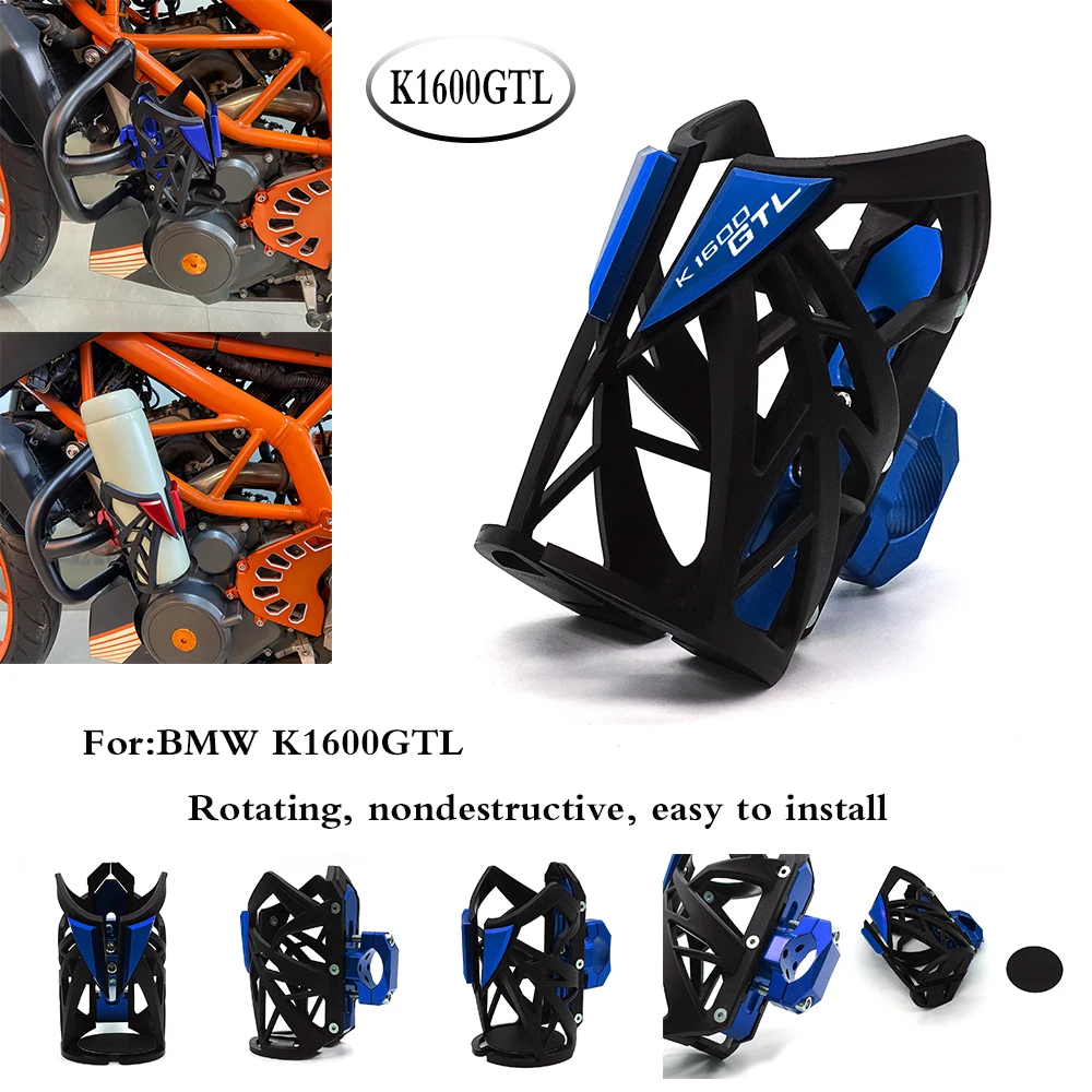 

CNC Water Bottle Cage For BMW K1600GTL K1600 GTL K 1600 GTL Motorcycle Drink Thermos Cup Holder Sdand LOGO K1600GTL BMW