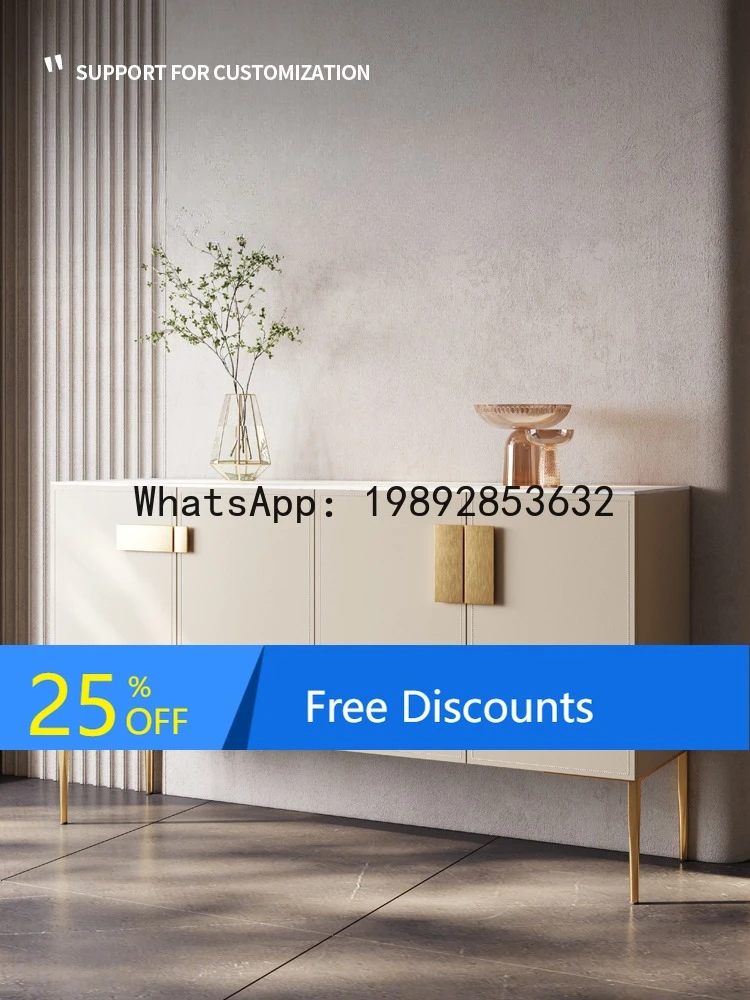 

LYY Light Luxury Saddle Leather Side Cabinet Wall-Mounted Home Rock Board Sideboard Chest of Drawers Storage Cabinet Modern