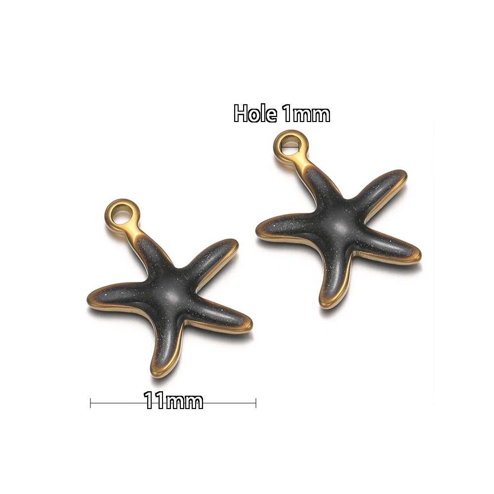 20 Stück Edelstahl-Emaille-Seestern-Anhänger für Mädchen-Armbänder, Dekoration für Kinder, niedliche Sommer-Halsketten-Charms, DIY-Schmuckzubehör – Detail 3
