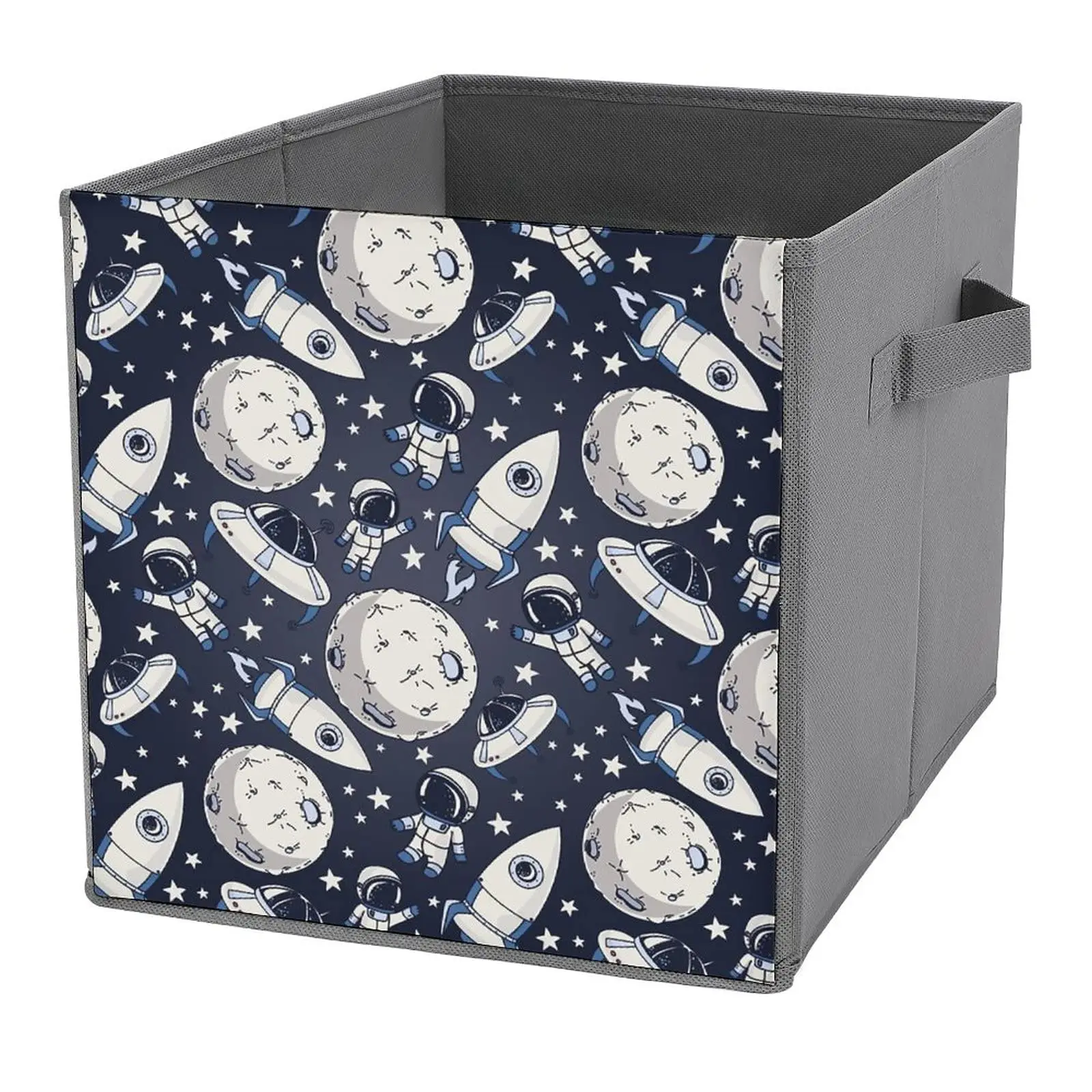 Cute Astronaut Folding Laundry Basket Spaceship Rocket Moon Stars Dirty Clothes Storage Bin Wardrobe Clothing Organizer Boxes