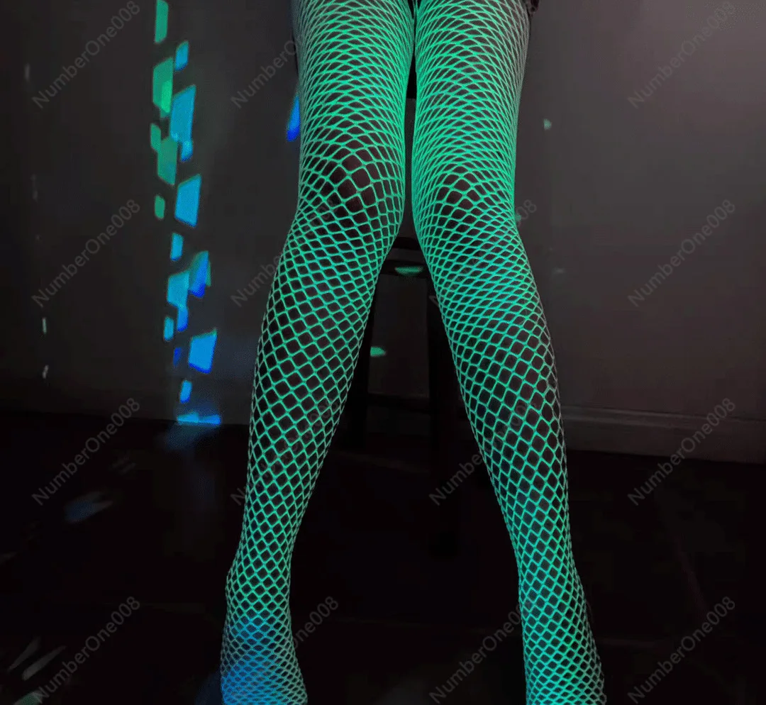 Luminous Fishnet Stockings, Fishing Net Thin Hollow Luminous Stockings Genuine