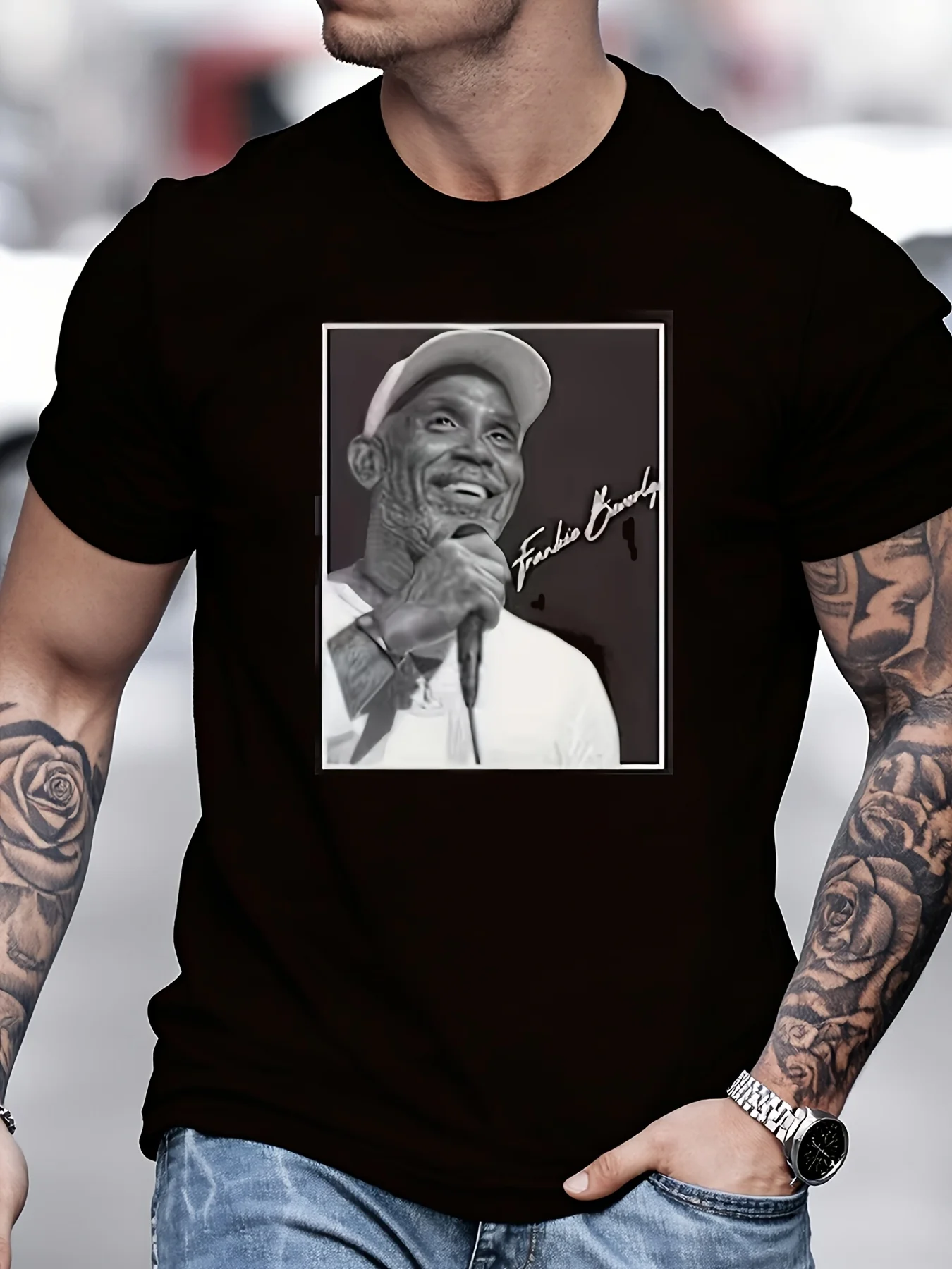 Frankie Beverly Portrait Graphic Unisex 100% T-Shirt for Men and Women, Soft, All Season Casual Streetwear Essential, All Match All Season Style Wear & Perfect Gift