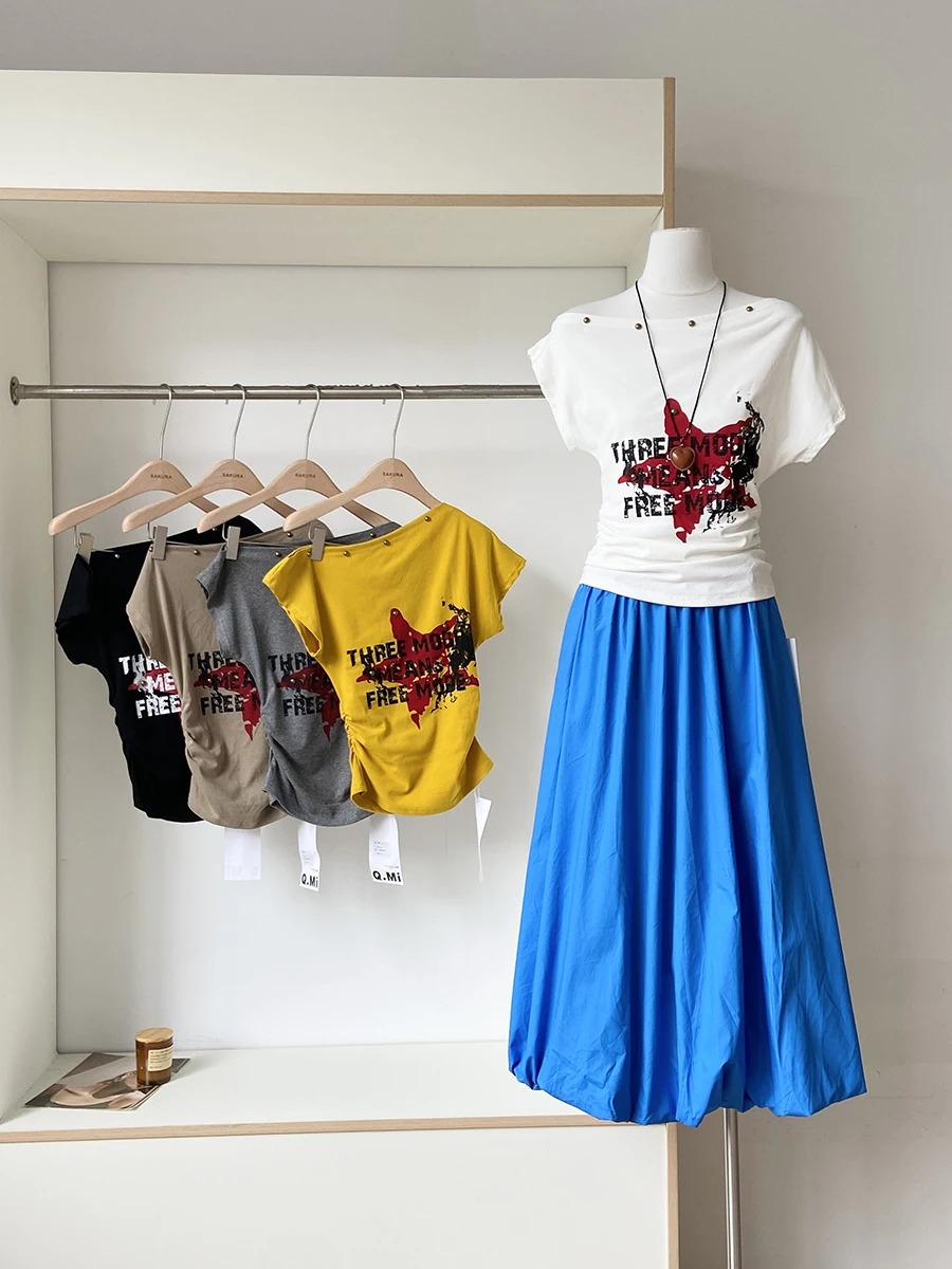 

Уникальное оulder Bared ort Sve T irt для женщин Sli Commute Sle Summer Faion, модное облегающее волокно из полиэфирного волокна