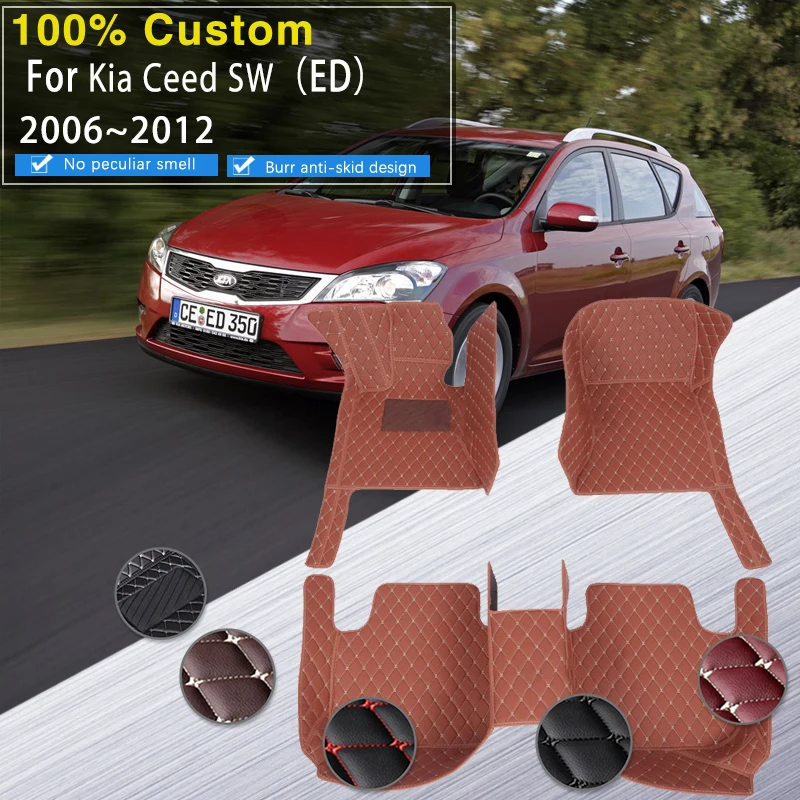 

Car Floor Mats For Kia Ceed SW Cee'd Sportswagon Cee'd SW ED 2006~2012 5seat Anti-dirty Pads Leather Mat Carpets Car Accessories