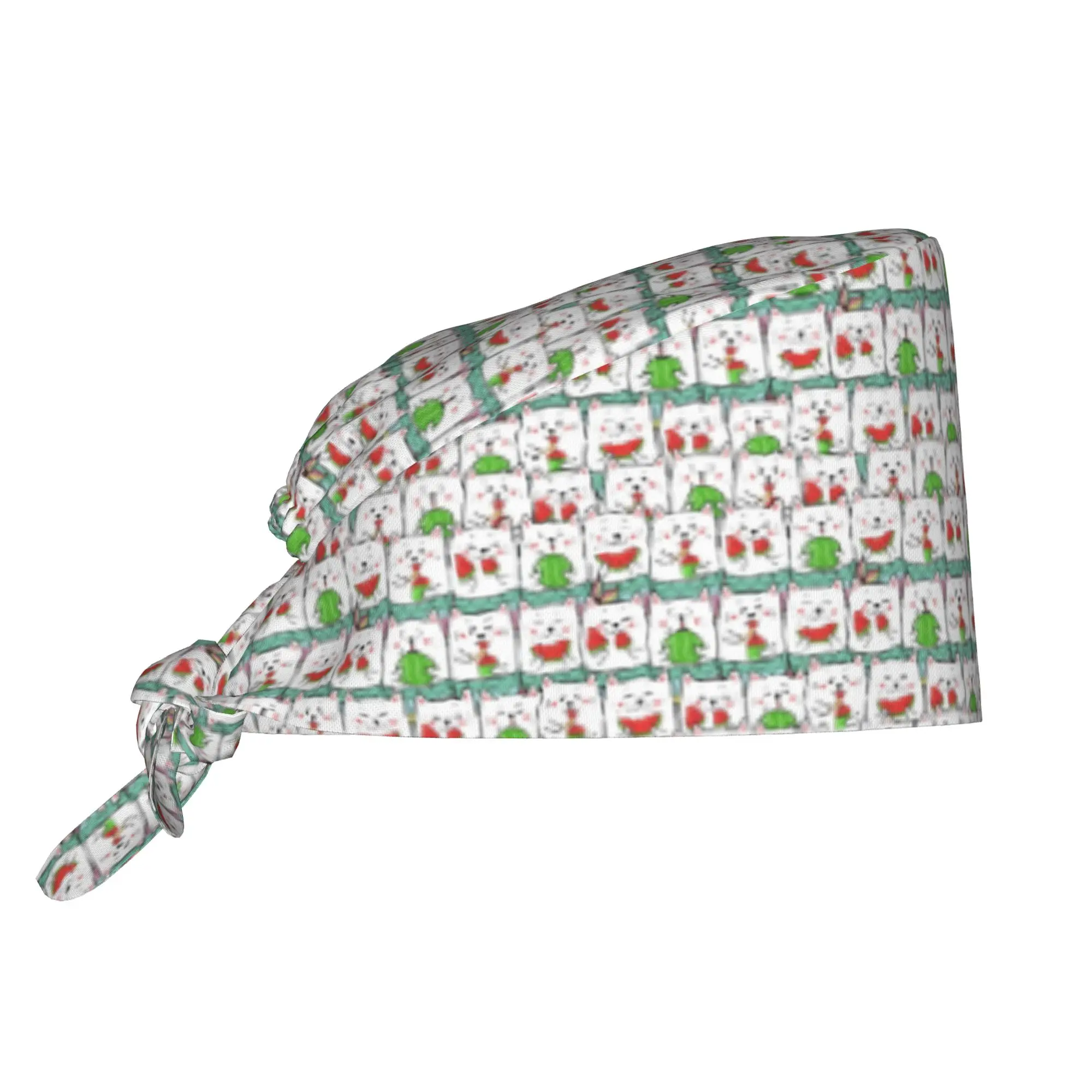 Adjustable Funny Colourful Creative Cat Printed  Working Hat Men Women  Surgical Hat Scrub Nursing Doctor Surgeon Cap for Chef
