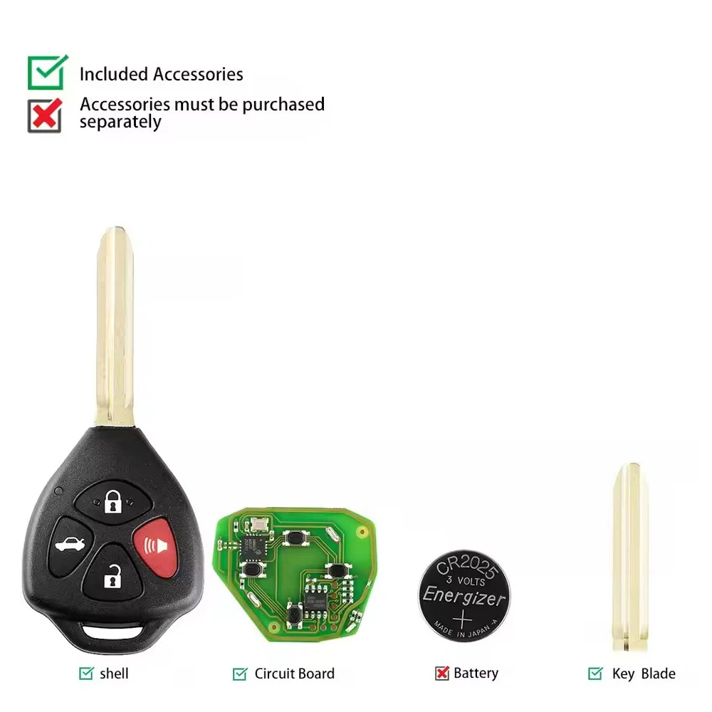 5 шт./лот XHORSE XKTO02EN T-oyota Style F-lat 4 кнопки проводной универсальный дистанционный ключ