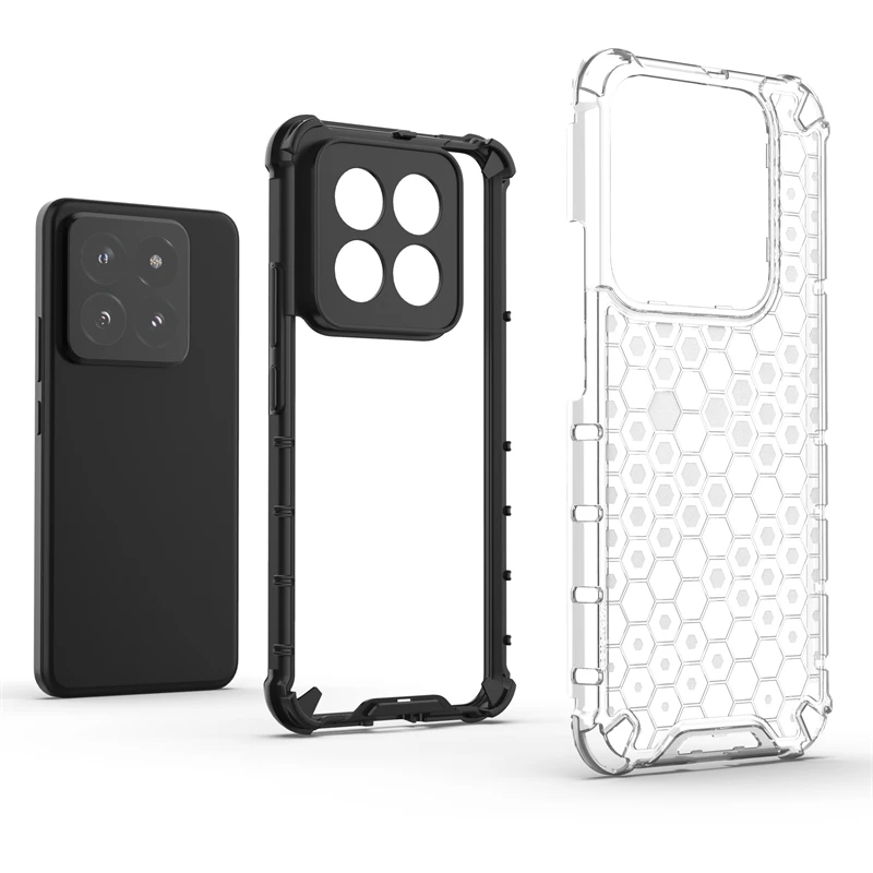 Honeycomb Shockproof For Xiaomi 14 Pro Case Armor Capa Xiaomi 14 Pro Cover Translucent Protector Xiaomi 14 Pro Case