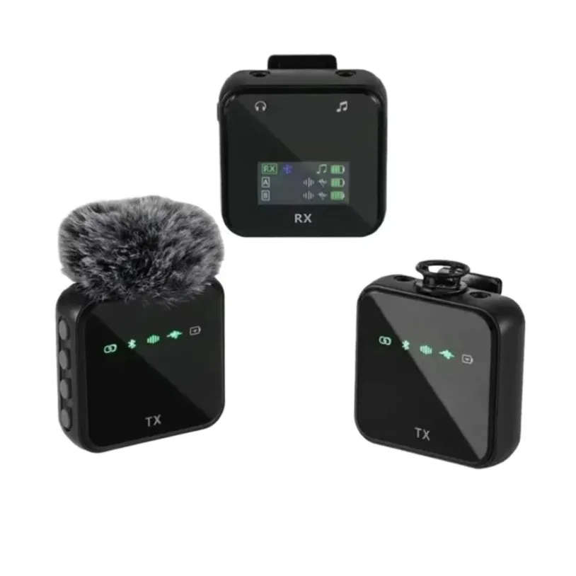 Bluetooth Lapel Microphone System Audio Video Recording Mic For Vlog Live Stream Interview For iPhone Android DSLR Camera