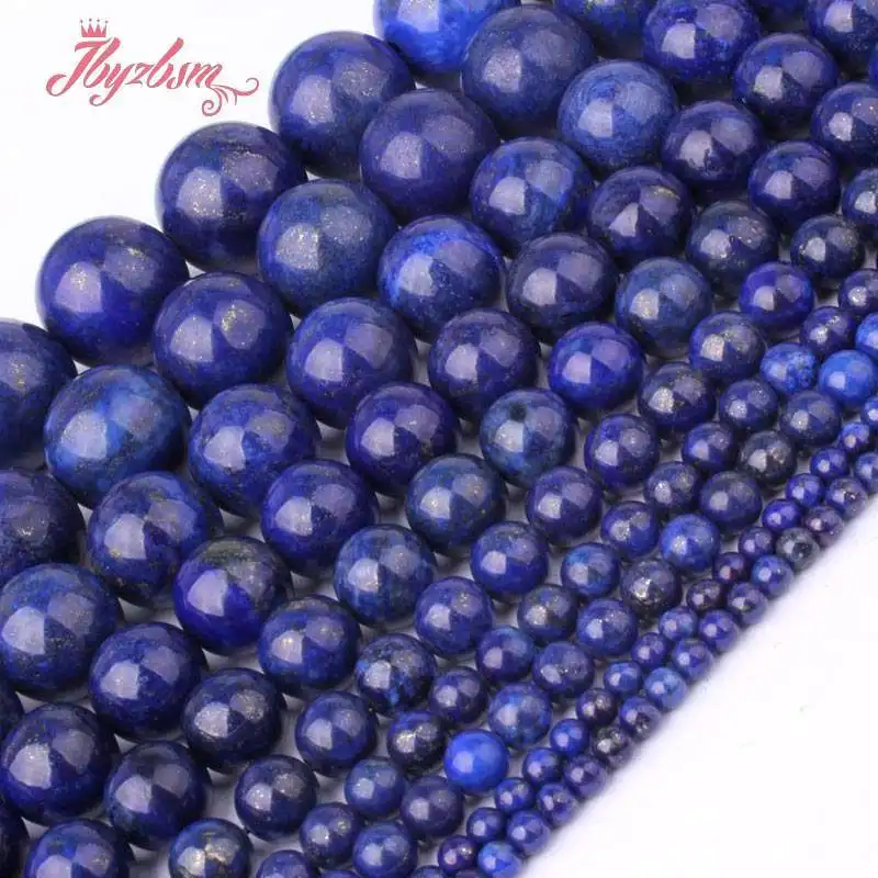 Natural Round Lapis Lazuli Stone Beads DIY Strand 7Inch/15Inch 4/6/8/10mm For Necklace Bracelet Jewelry Making