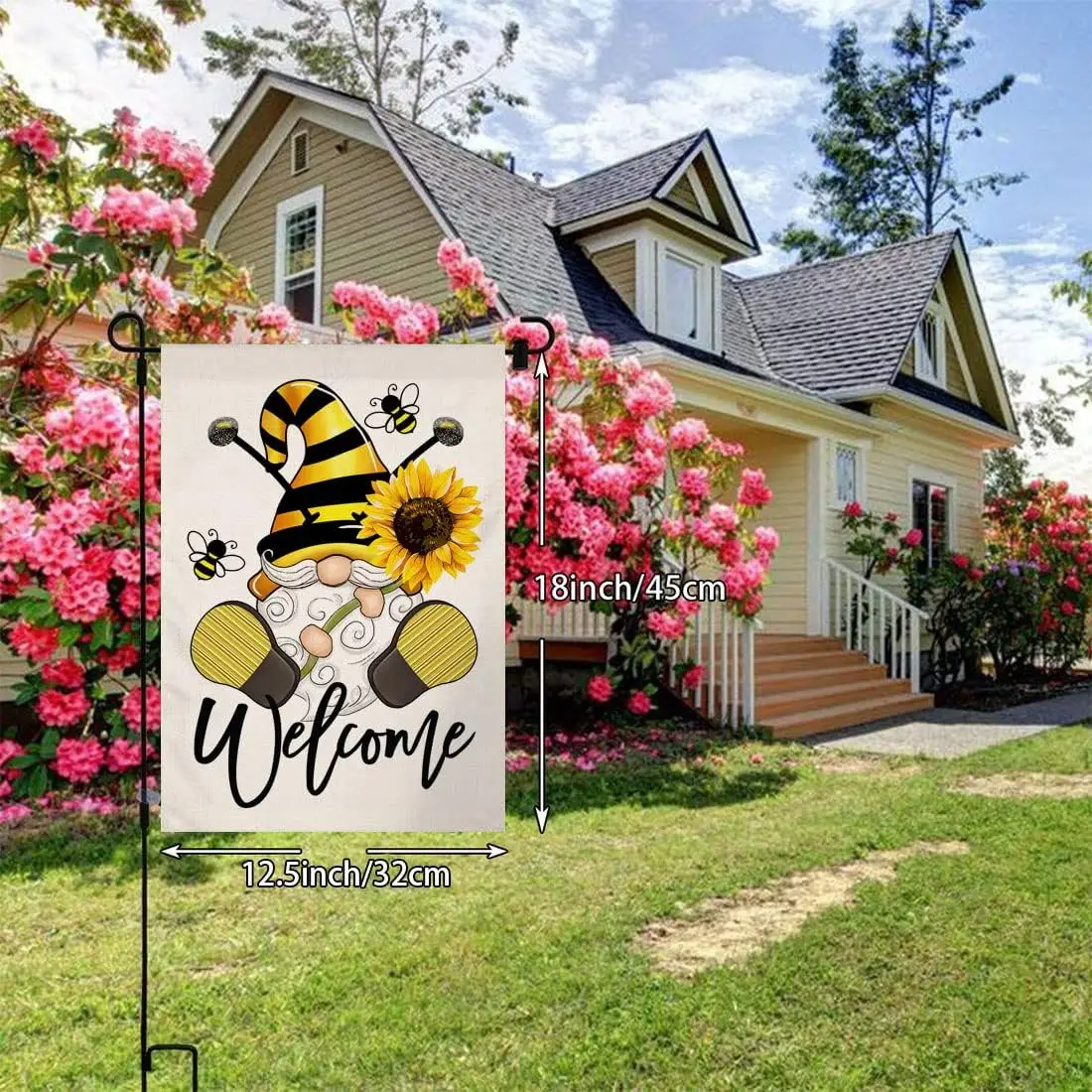 Sunflower Bee Summer Garden Flag 12x18 Vertical Double Sided Spring Summer Floral Gnome Welcome Farmhouse Outdoor Decorations Bu