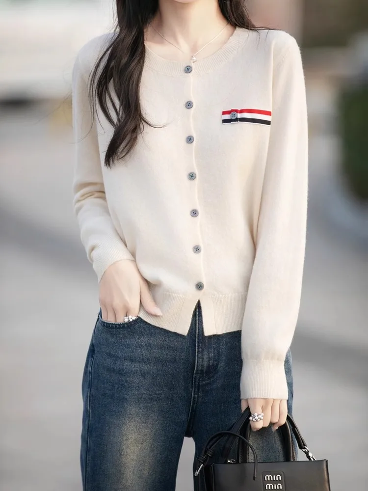 Cardigan ouvert tricoté Long Sve pour femme, vêtement d'extérieur, manteau d'université, petit irt, nouvelle collection printemps automne