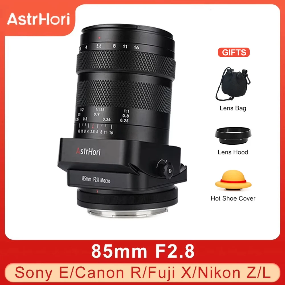 AstrHori 85mm F2.8 Tilt Full Frame Manual Medium Format lens for Sony E Nikon Z Canon R EOSR Sigma Lumix Leica L Fujifilm X FX