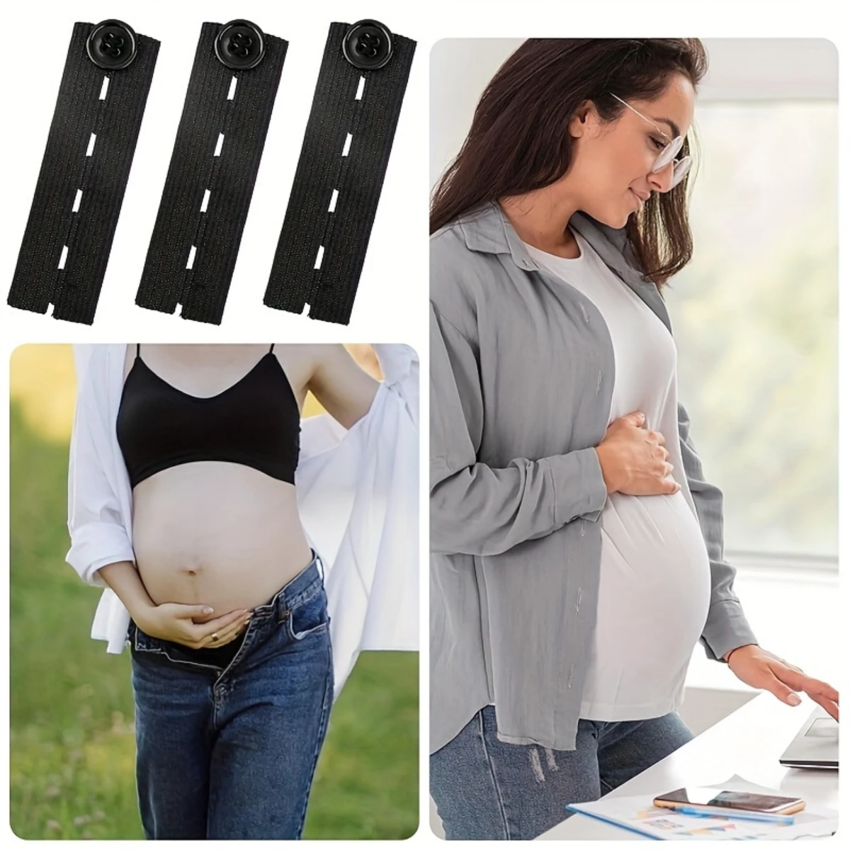 

Unisex Waistband Extenders Skirt Trousers Jeans Waist Expanders Button Pant Elastic Extender Button Belt Extension Buckle Adjust