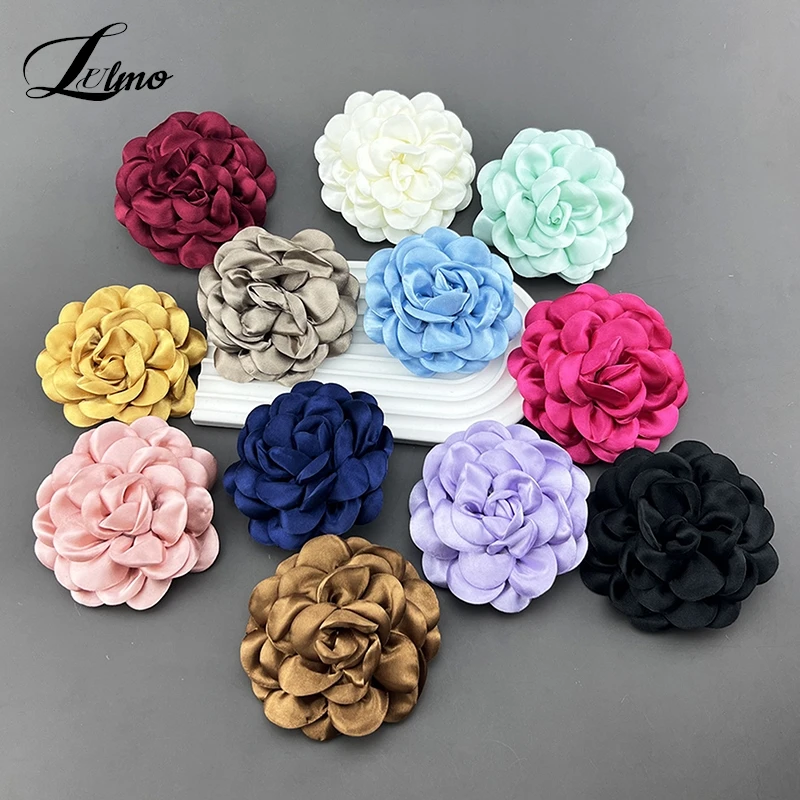 High-end Korean Fashion New Fabric Flower Sponge Flower Brooch Cardigan Silk Scarves Buckle Pin For Women's Clothing Accessories