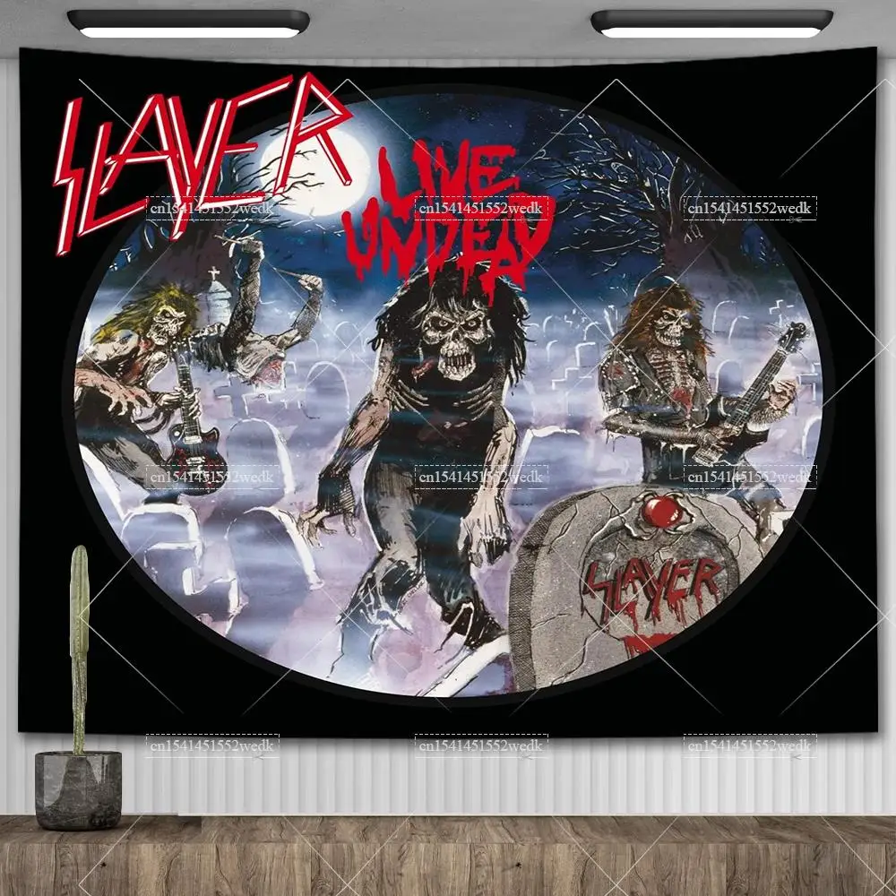 Slayer Album Covers South Of Heaven Tapestry Wall Hanging Heavy Metal Band Hippie Tapestries Room Decoration Aesthetic Home Flag