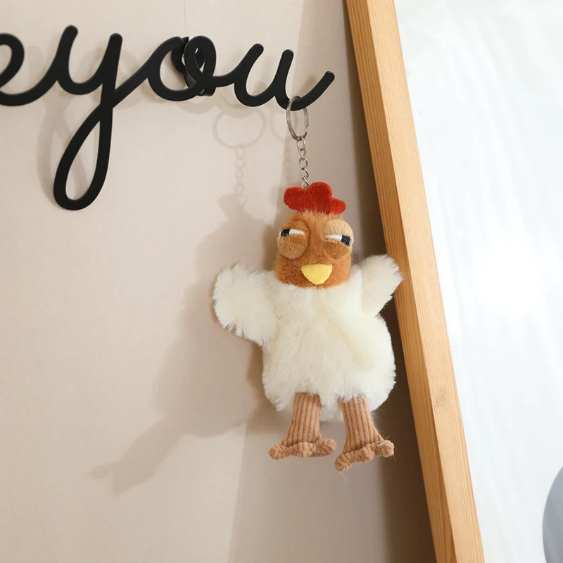 Cartone animato pollo peluche portachiavi ciondolo borsa decorazione appesa simpatico peluche gallina gallo bambola ornamento portachiavi auto regalo per bambini