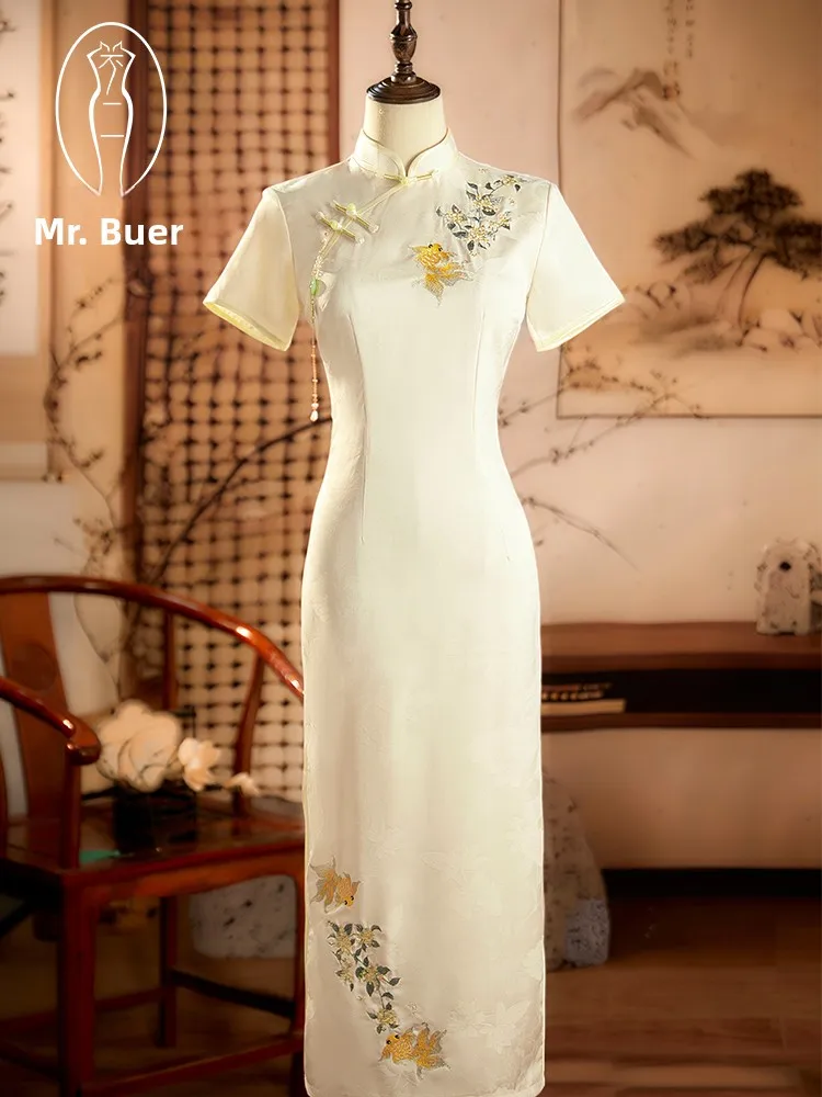 

Новая китайская вышитая длинная юбка в стиле ретро, вдохновленная Шанхаем, для повседневной носки, дышащая, в национальном стиле