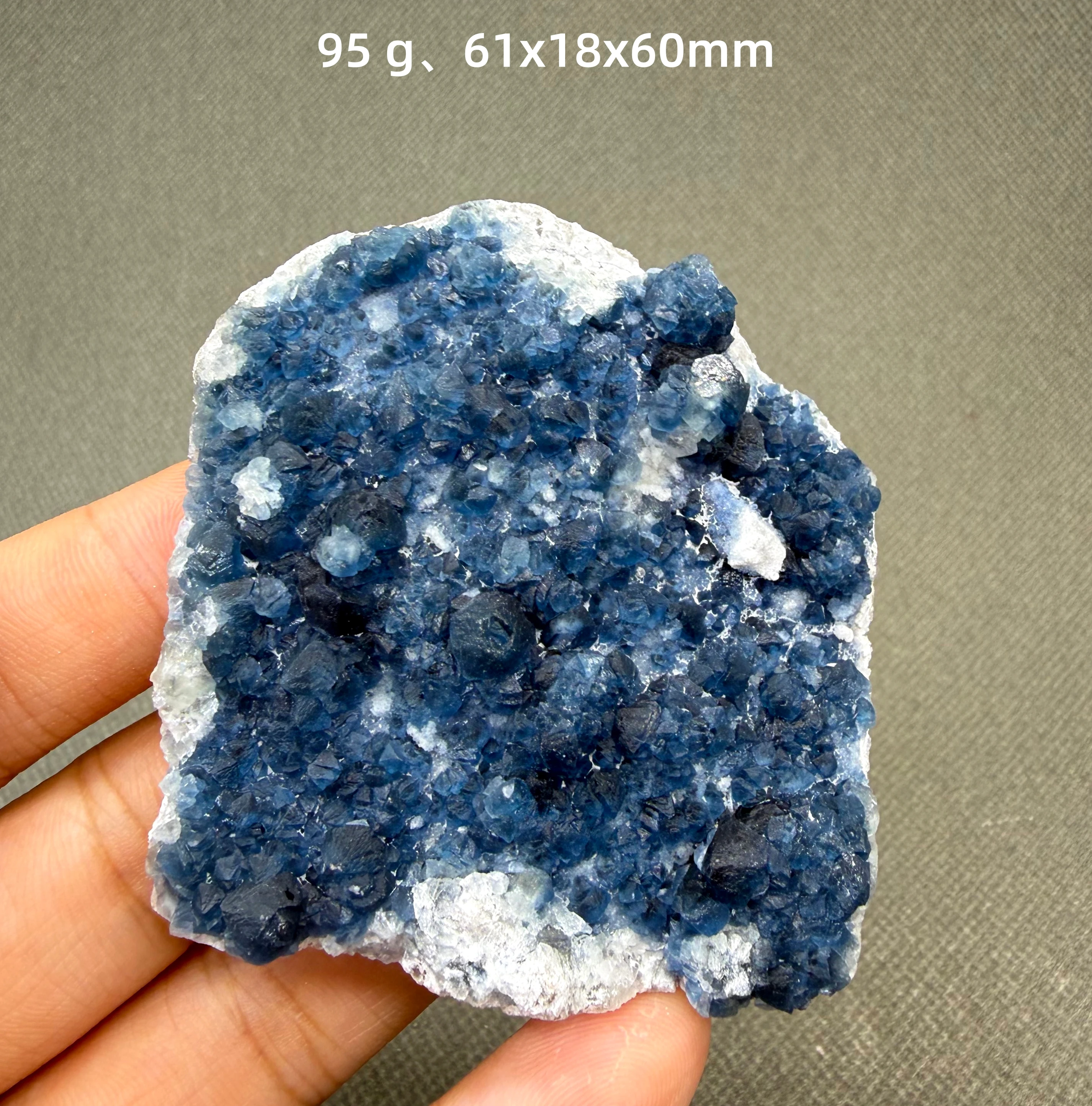 Natural Inner Mongolia Blueberry Fluorite Crystal Cluster Blue Purple Mineral Specimen