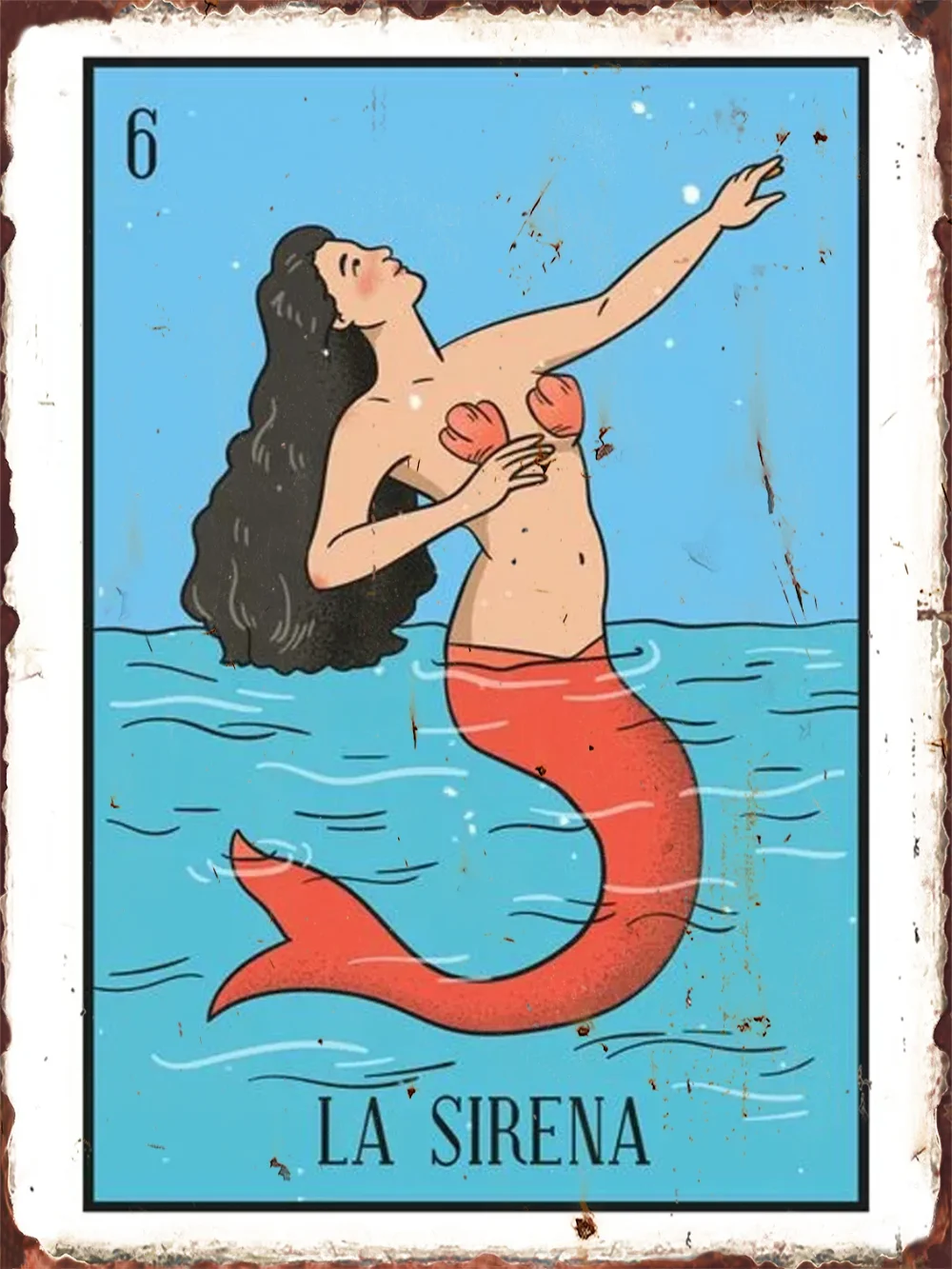 Vintage Mexican Loteria Tarot Metal Tin Sign Set Retro the Mermaid the Drunkard the Lady the Devil Wall Art for Home Bar Cafe Decor view 4