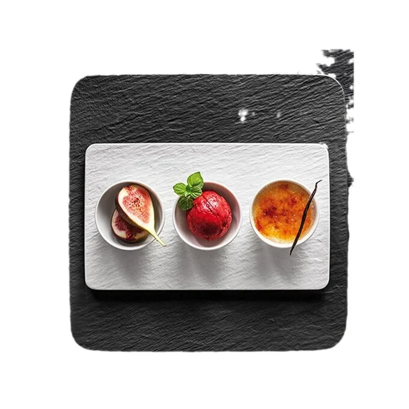 Plato de comida occidental elegante y sencillo, con relieve creativo, Rock Ingenuity Rock Premium