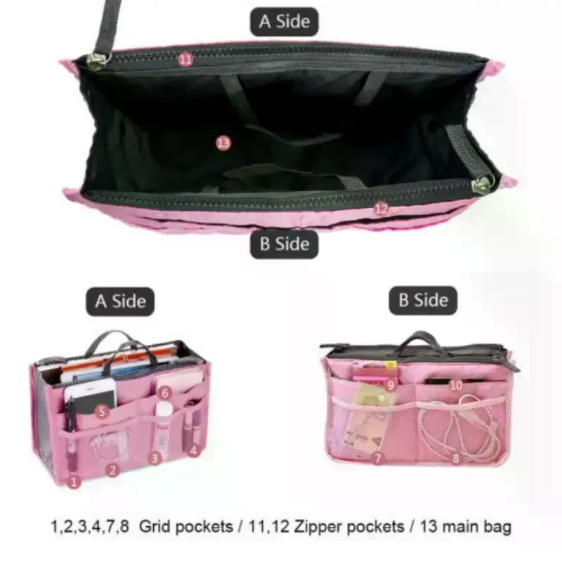 Multifunctional Bi-fold Storage Bag Double Zipper Large Capacity Storage Arrangement Makeup Toiletries Classification Bag