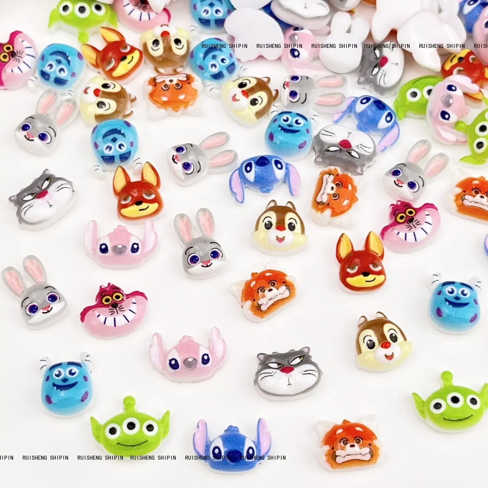 50pcs Cartoon Nail Charms 2024 New Disney Stitch Resin Flatback Cabochon Animals Nail Art Decoration DIY Resin Nail Accessories