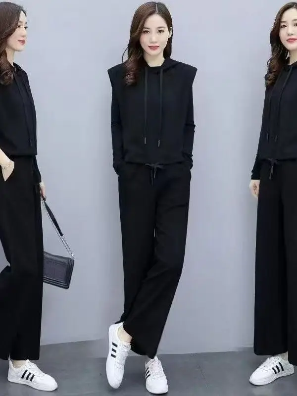 Loose Fashionable Three-Piece Sportswear Set for plus Size Women Korean Style Spring Autumn New Model Breathable Sweatshirt