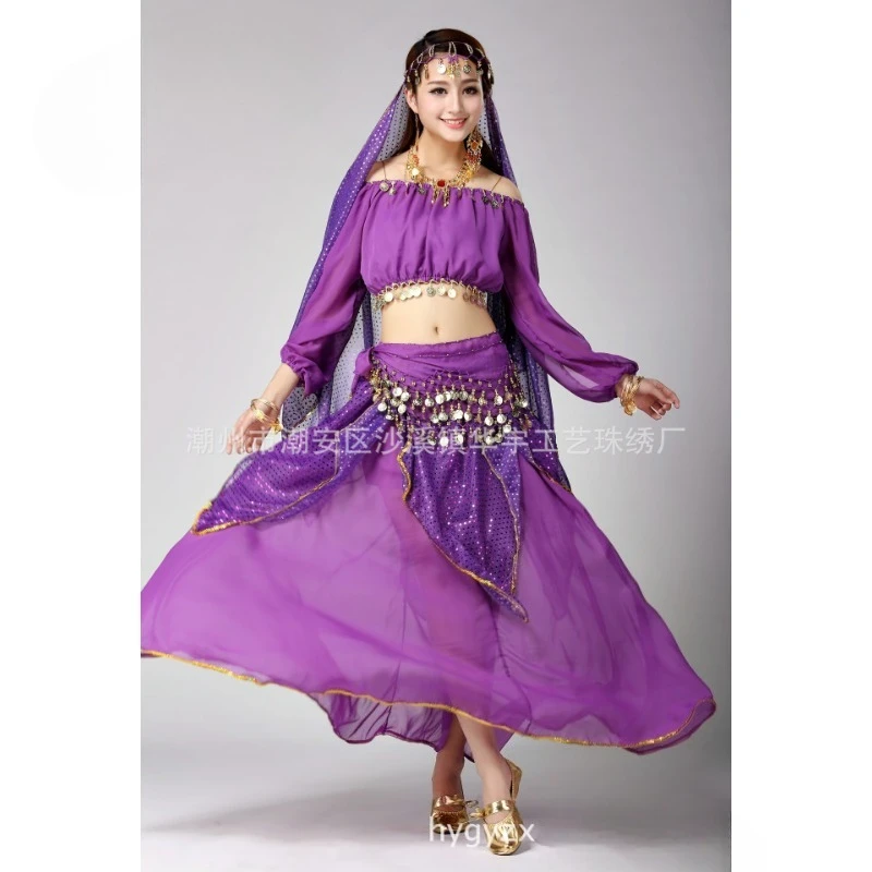 カスタマイズされたベリーダンス衣装インドダンス年次ステージパフォーマンスインドガールドレスセットベリーダンススカート