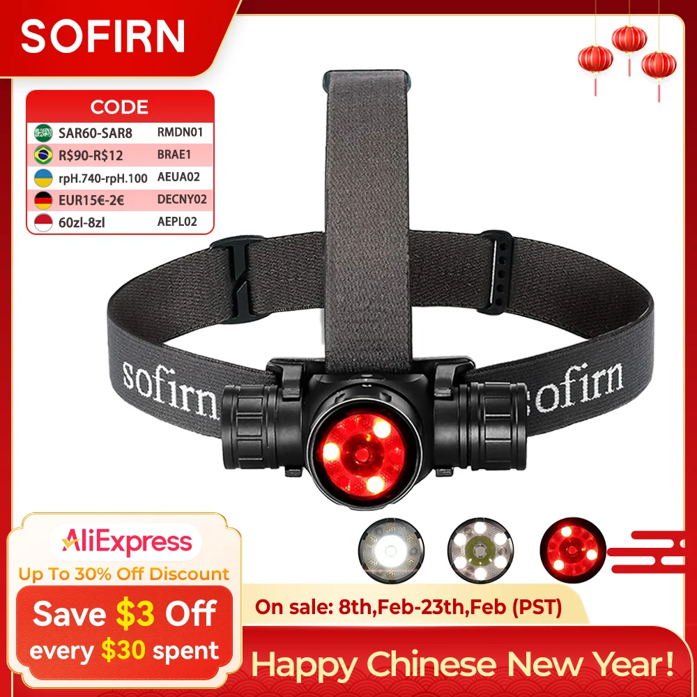 Sofirn HS21 헤드램프 2000lm EDC 18650 USB C 충전식 손전등 SFT40 Led 강력한 헤드라이트 IP...