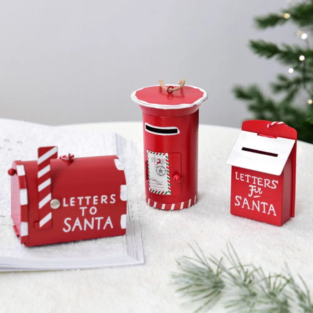 Fashion Iron Christmas Mailbox Metal Mini Iron Pendant Portable Christmas Tree Decoration