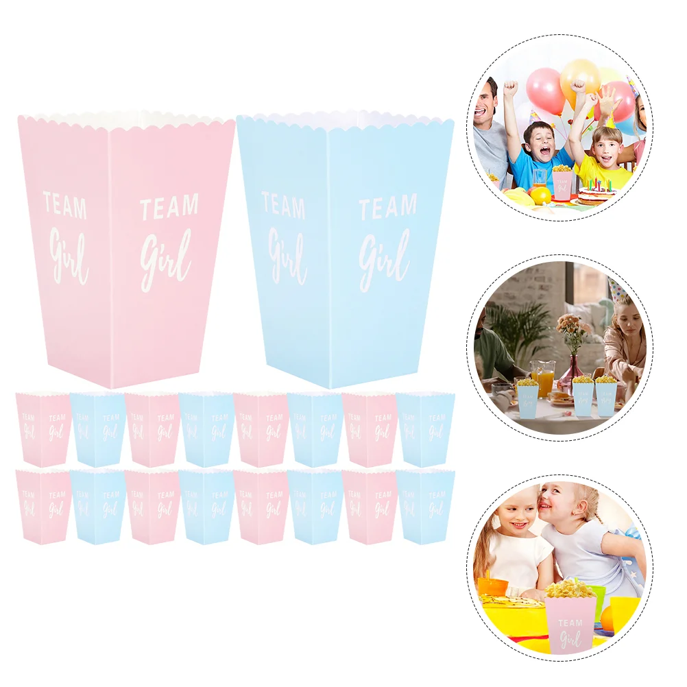 24 Pcs Popcorn Cups Holders Bucket Gift Box Gender Reveal Containers Decorations Paper Party Boxes Baby