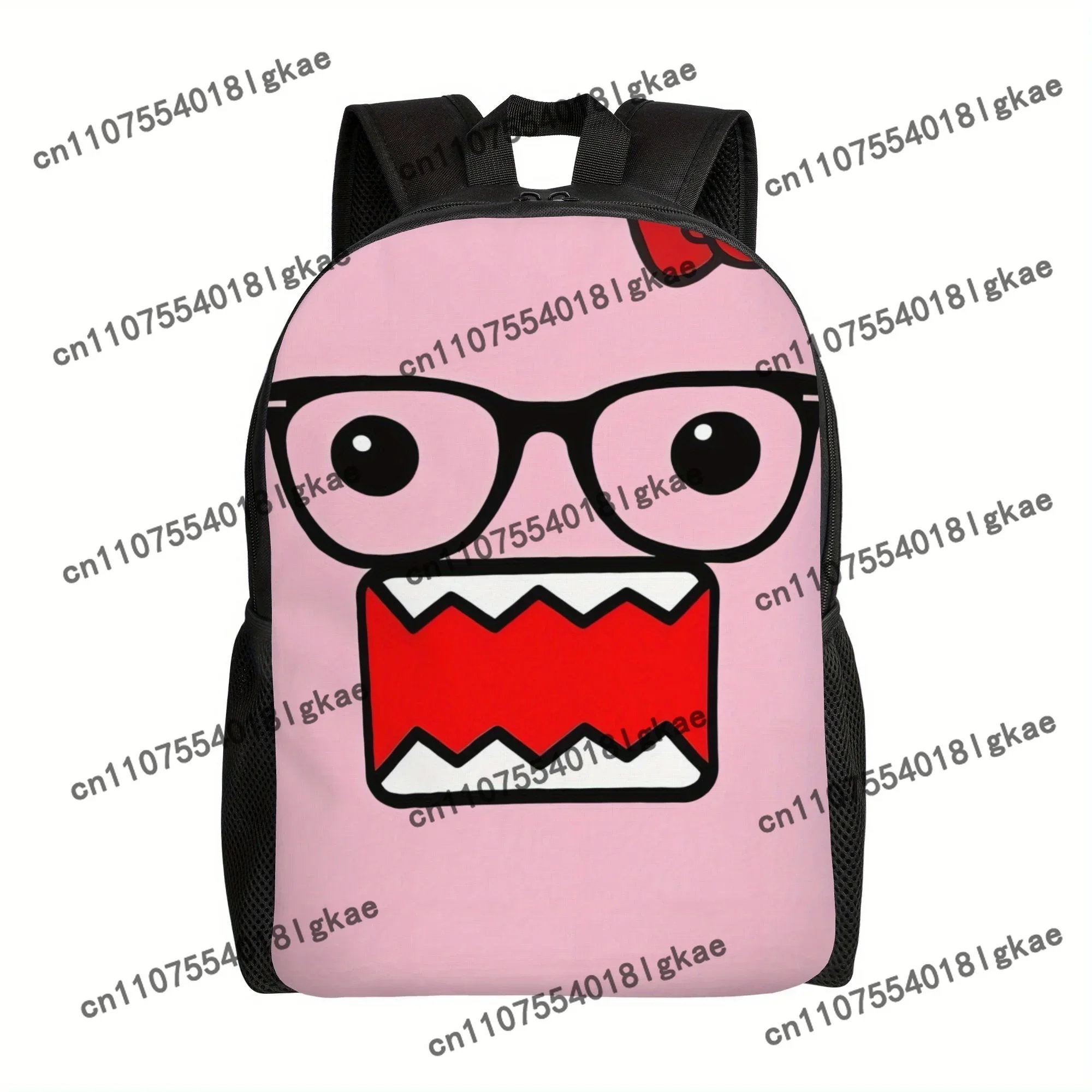 ZLIENSZUS Domo Kun Backpack - Pink Cartoon Character with Glasses & Red Mouth, Lightweight & Durable for College, Casual Outings