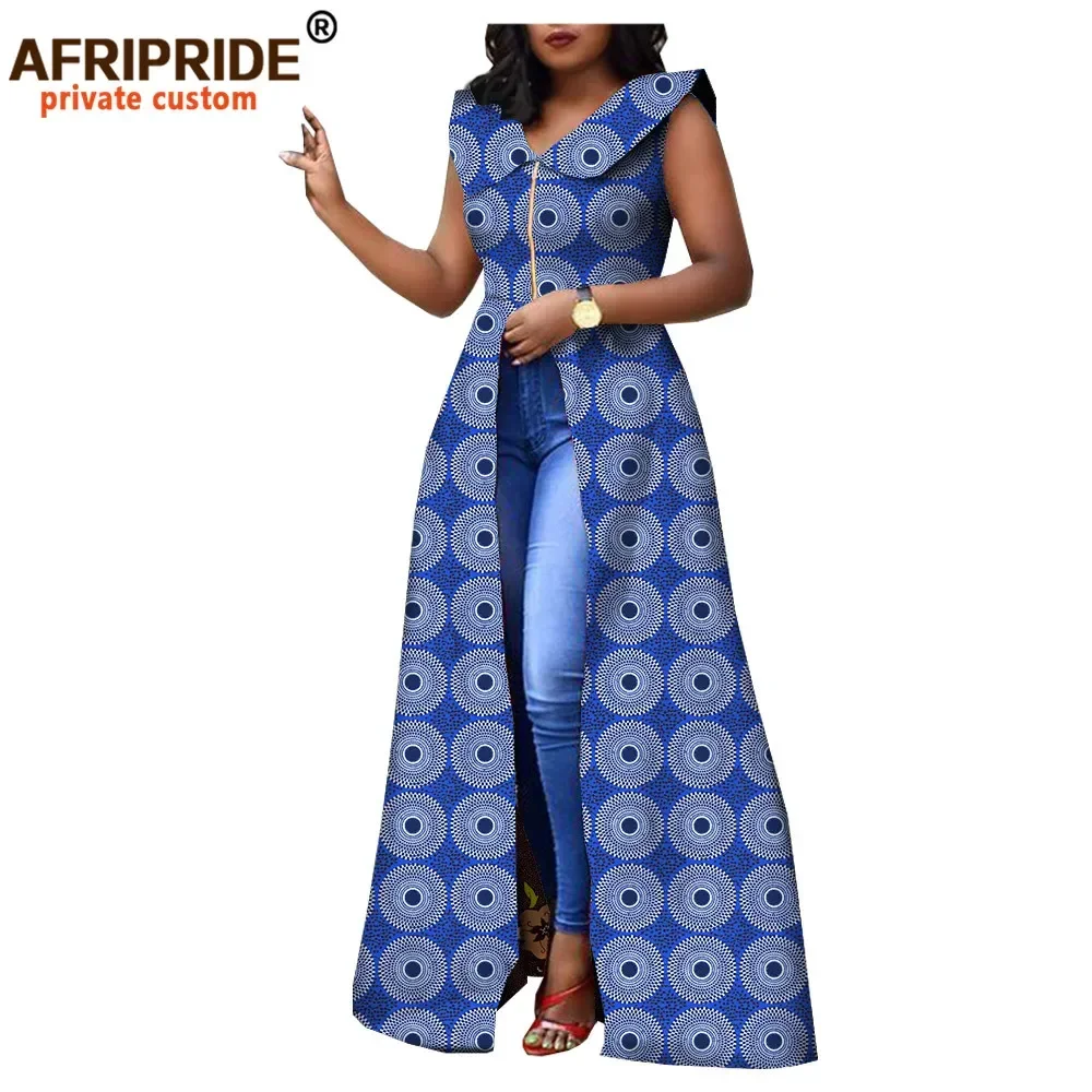 African Maxi Dresses for Women AFRIPRIDE Tailor Made Ankara Print Sleeveless Floor Length Women Casual Cotton Dress A1825088