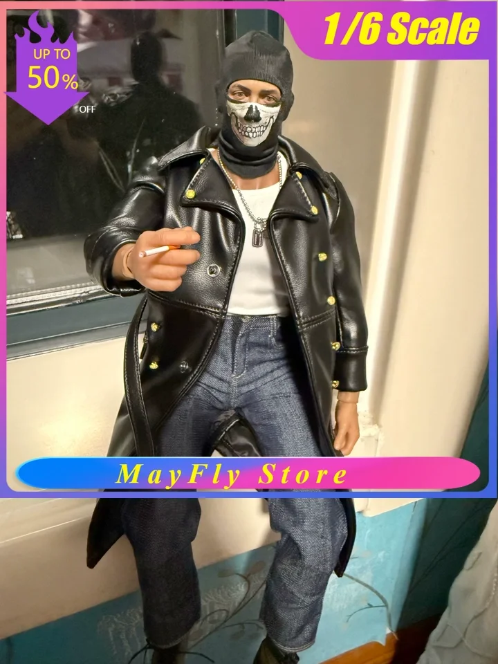 

1/6 Male Soldier Black PU Leather Coat | DIY Clothes Model Decor fit for 27cm doll Action Figures Scene Body