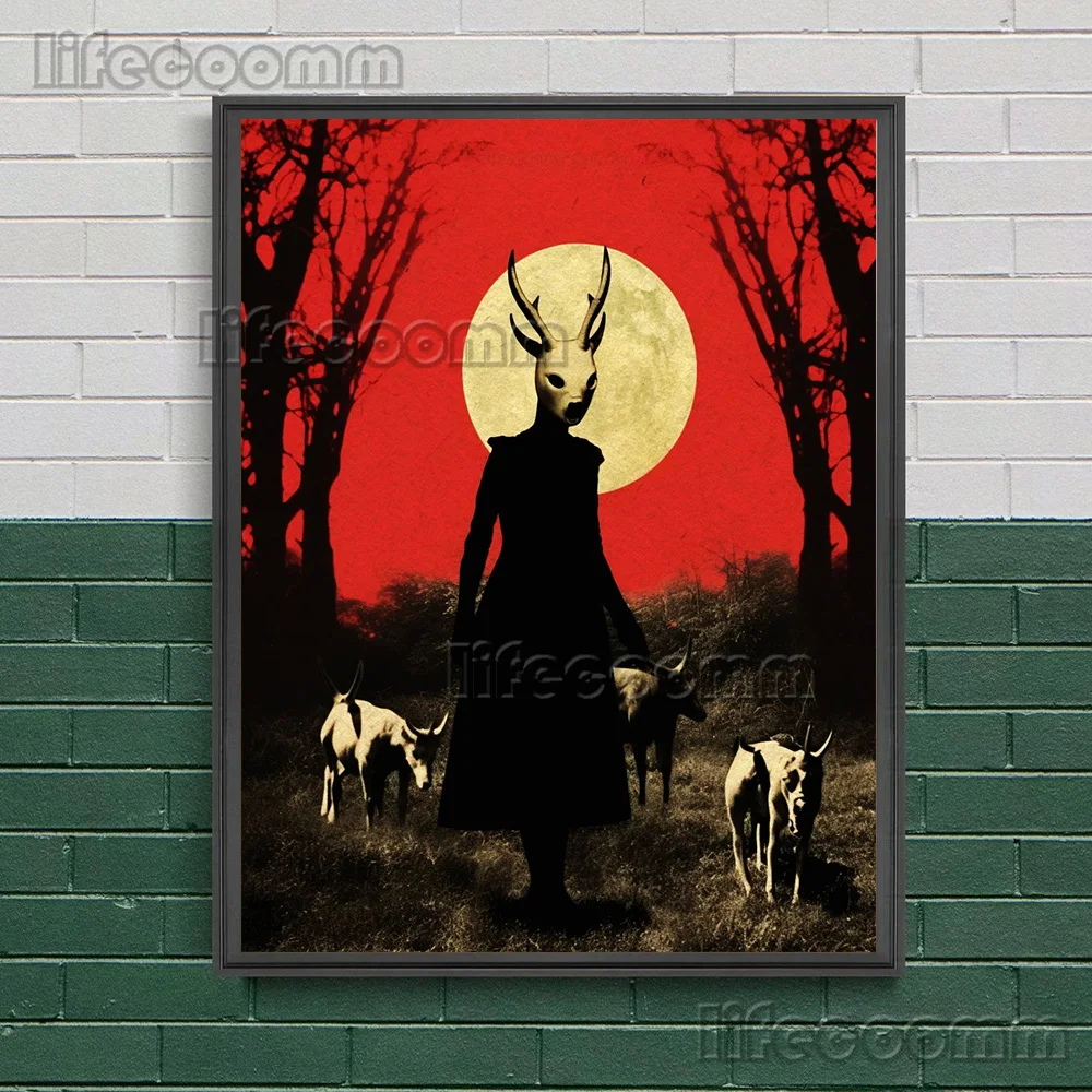 Pagan Wiccan Vintage Puzzle Wall Art Canvas Painting Mysterious Witchcraft Group Retro Photo Art Poster And Print Home Decor