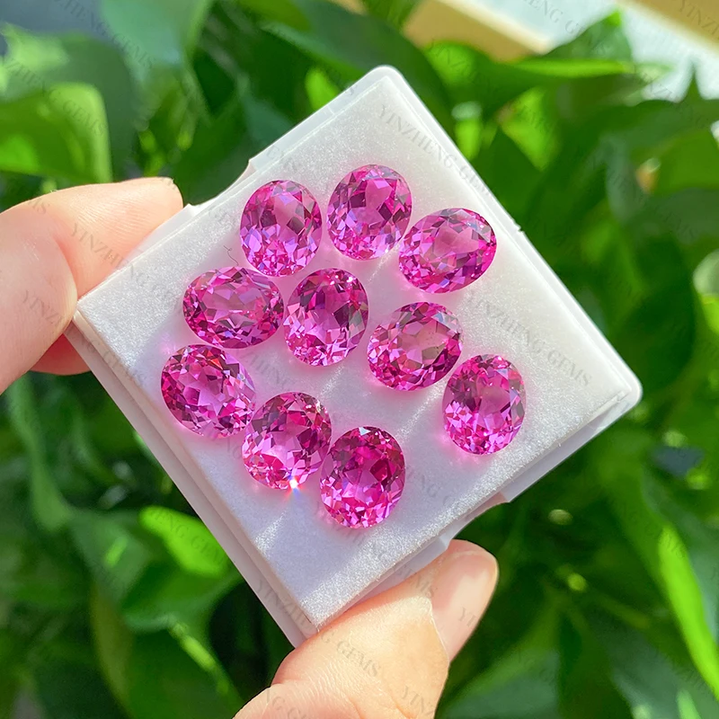 Hot sale Standard cut oval shape 2# pink corundum synthetic gemstone can issue AGL Certificate